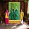 Banana Leaf with Marigold Backdrop Indian Traditional Cloth 5x8 Feet Backdrop Pooja Backdrop Indian Wall Art Photo Decor Banner Diwali Decor Wedding Backdrop Decorative Cloth